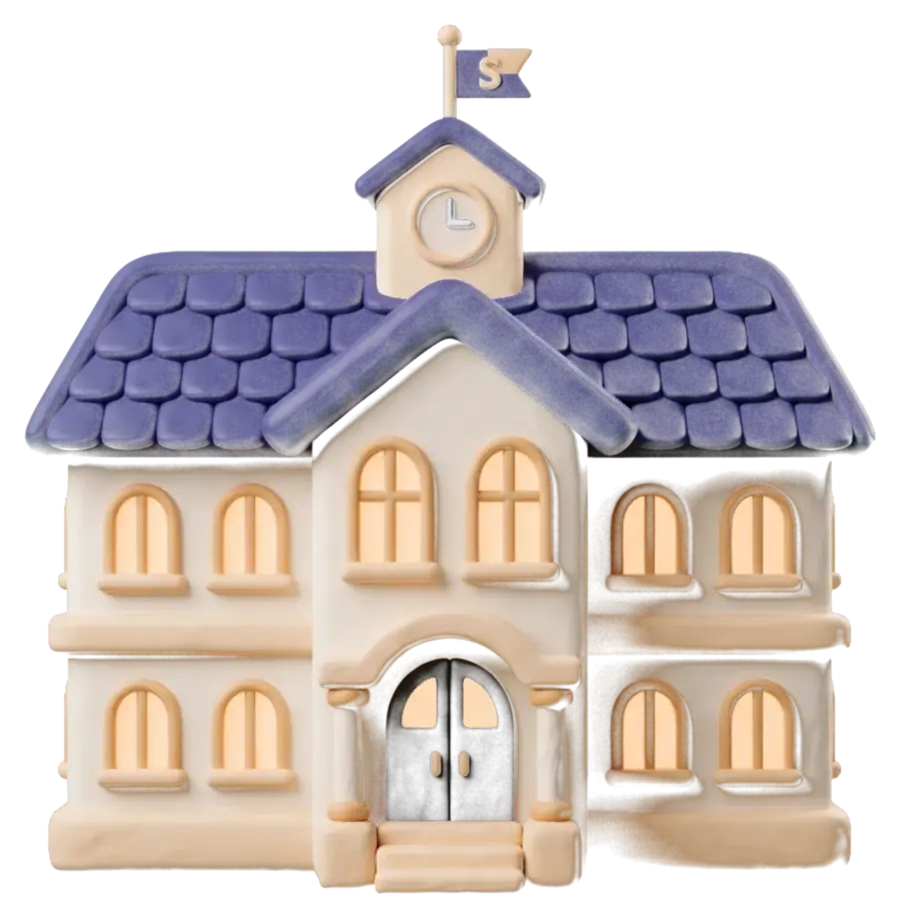 A friendly illustrated school building